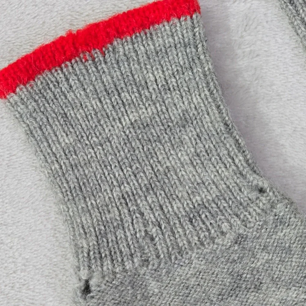 Hunting Boot Socks Mens Gray Red Trim Tall Length Vintage